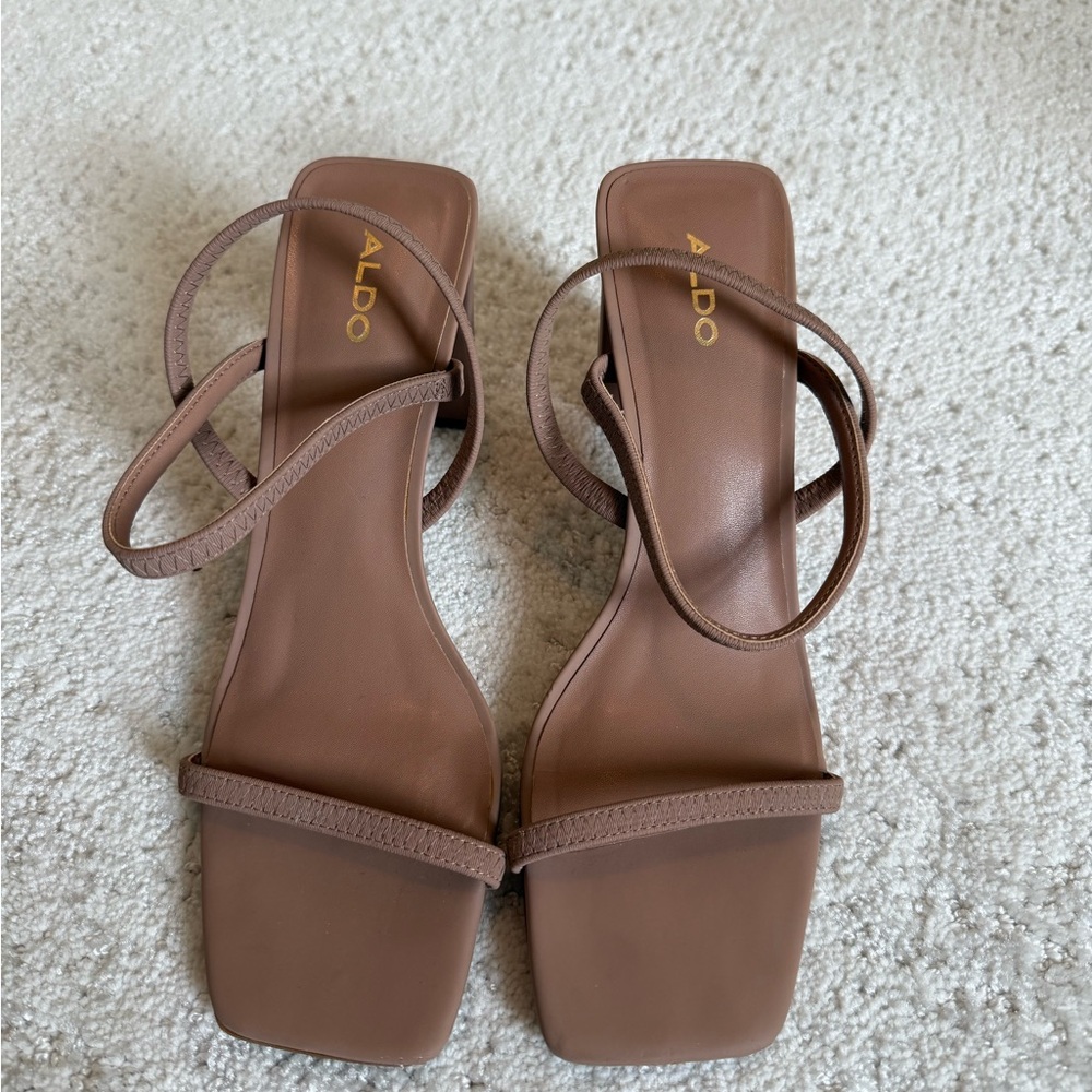 Aldo Brown Heeled Sandals with Ankle Strap